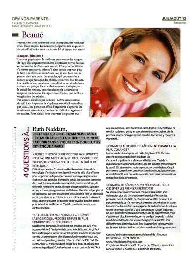 Article dans le magazine GRANDS-PARENTS sur RUTH Niddam